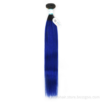 10A Peruvian Raw 100% Human Hair 1B/Blue Ombre Colour Body Wave Cuticle Aligned Mink Hair Weaves Extension with Lace Closure